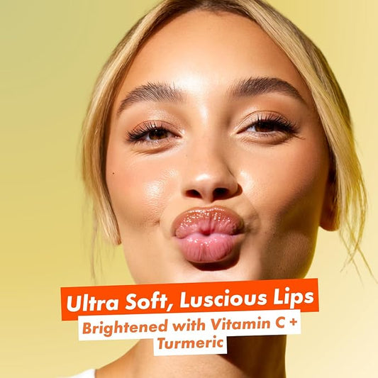 Handmade Heroes Turmeric Vitamin C Lip Gloss - 100% Natural Vegan Lip Treatment for Dry Dull Lips - Brightening for Dark Lips - Lightweight Moisturizing Nourishing