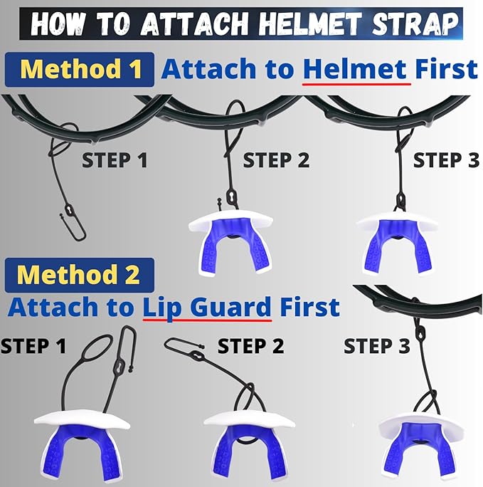 Oral Mart Flag Football Mouth Guard with 3D LipFit Design for Kids - Youth Tackle Football Mouthguard (No Boil) Cool Instant Fit Lip Guard Mouthpiece for Braces (Detachable Helmet Strap Included)