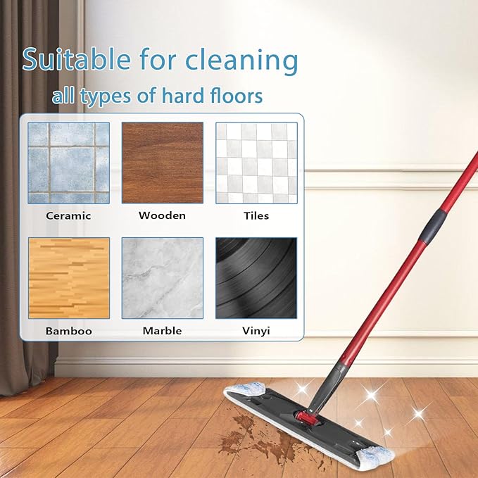 8 Pack Replacement Pads for O-Cedar H2prO Flat Mop System, Microfiber Flat Pads for O Cedar H2prO Flat Mop, Machine Washable/ Reusable, Powerful Stain Removal, for Hardwood, Tile, Marble, Baseboards.