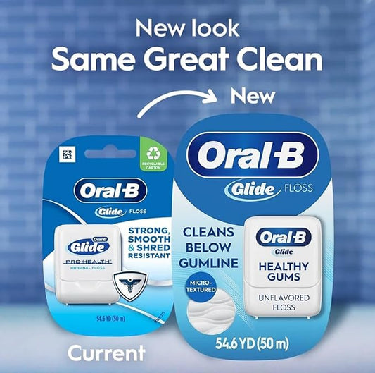 Oral-B Glide Healthy gums, unflavored floss 50M (Pack of 6)
