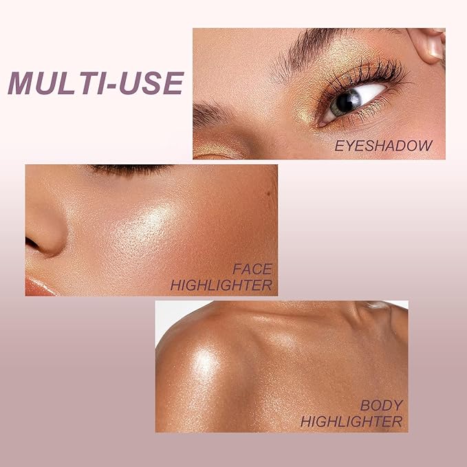 YOUNG VISION Pressed Powder Highlighter, Baked Natural Glow Contour Powder & Face Highligher, Cruelty-Free, Shimmer Highlighting Makeup for Face, Eye, Eyeshadow, Body, Skin (Cinnamon)