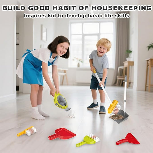 RedCrab Kids Cleaning Toy Set, 23PCS Toddler Cleaning Set with Cart,Vacuum Cleaner,Broom,Pretend Play Educational Housekeeping Set for Kids 3,4,5,6,7,8+ Girls Boys Gifts (Red)