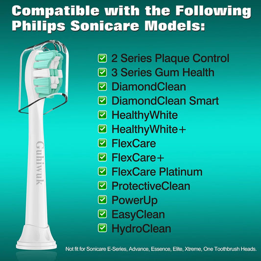 Toothbrush Heads for Philips Sonicare Replacement Heads, C2 Brush Head Compatible with Phillips Sonicare Click-on 4100 5100 6100 Electric Toothbrush, 4 Pack, White