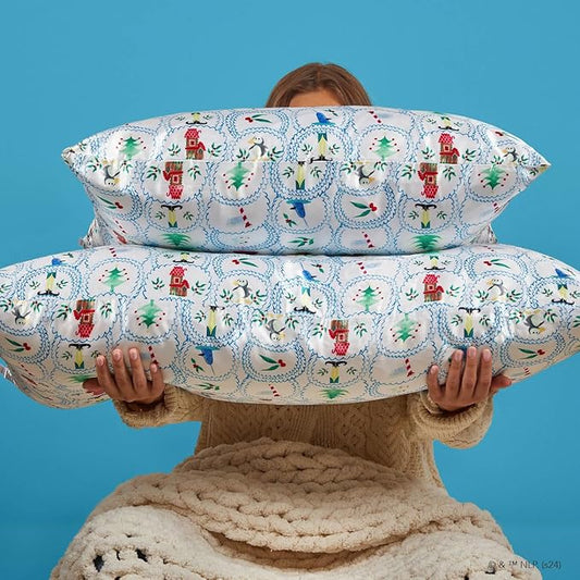 Kitsch x Elf North Pole - Satin Pillowcase with Zipper for Hair & Skin – Softer Than Silk, Cooling Pillow case, Wrinkle-Free, Machine Washable, King Size (19x36)