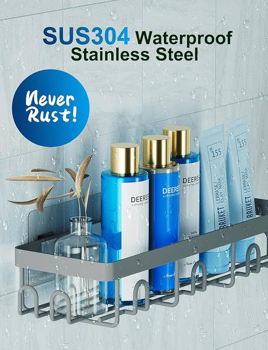 GVY Shower Caddy 5 Pack, Adhesive Shower Organizer Bathroom Shelves,Rustproof Bathroom Organizers and Storage for Home Decor, No Drilling Shower Shelves for Apartment Essentials