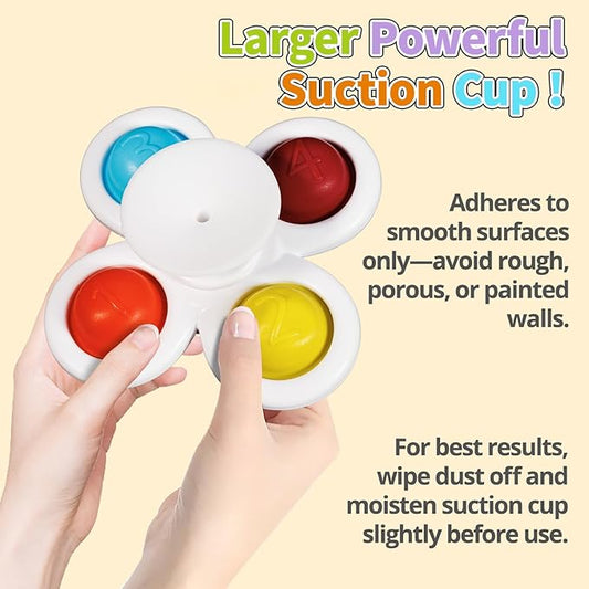 ALASOU 3PCS Pop Suction Cup Spinner Toys for 1 Year Old Boy Girl|Novelty Spinning Tops Toddler Stocking Stuffers|Baby Bath Toy for Kids Ages 1-3|1 Year Old Boy Christmas Birthday Gift for Infant