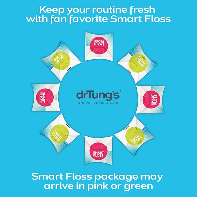 DrTung's Smart Floss - Natural, PTFE & PFAS Free Floss, Gentle on Gums, Expands & Stretches, BPA Free Floss - Natural Dental Floss Cardamom Flavor (Pack of 3)