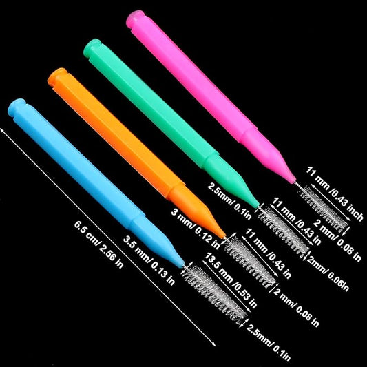 Patelai 100 Pieces Braces Brush for Cleaner Interdental Brush Toothpick Dental Tooth Flossing Head Oral Dental Hygiene Flosser Toothpick Cleaners Tooth Cleaning Tool(Bright Colors,Multiple Sizes)