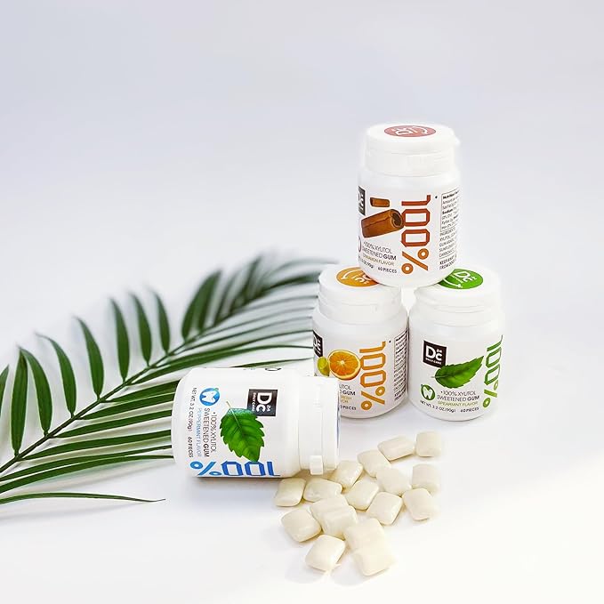 DC24 DAILY CARE 100% Xylitol Gum, No Aspartame, Sugar Free Peppermint Chewing Gum, Natural Flavors, Gluten Free, Vegan, 60 Pieces, Pack of 1