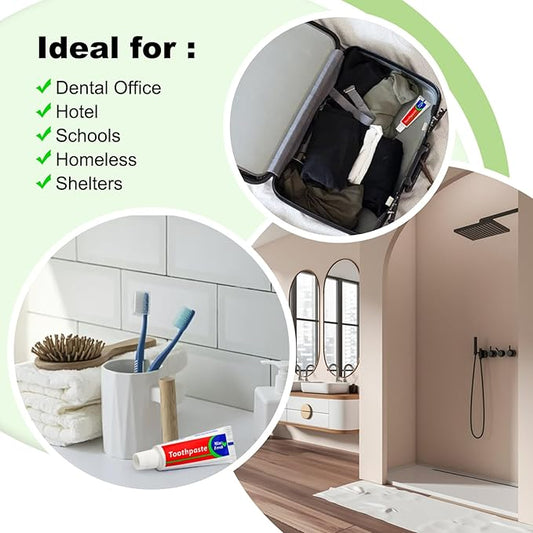 500pcs Travel Size Mint Mini Disposable Toothpaste, 0.88oz/25g, 4x1.4 inches, Ideal for Travel, Hotel, Guests, Homeless, Charity