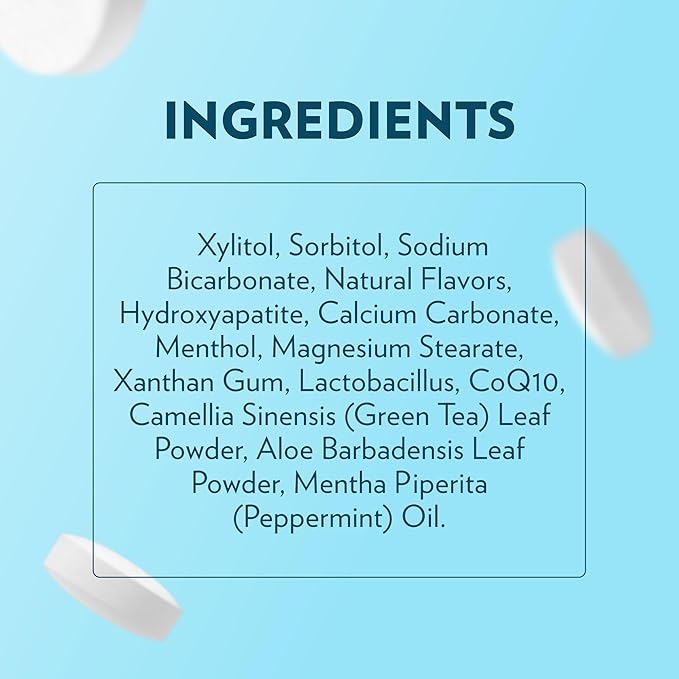 ECOFAM Peppermint Mouthwash Tablets - Chewable Tablet for Fresh Breath Fluoride Free Alcohol Free Travel Size Mouthwash - 90 Tablets