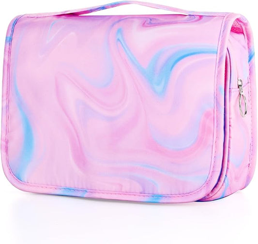 Pink Hanging Toiletry Bag for Girls, Travel Toiletry Bag for Teen Girls Cosmetic Makeup Waterproof Wash Bag Traveling Toiletries, Fluid