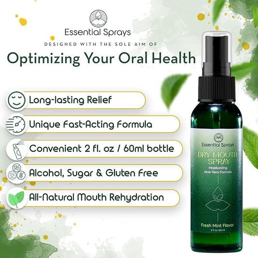 Dry Mouth Spray (2-Pack) - Moisturizing Aloe Vera Formula, Fresh Mint Flavor - Promotes Saliva Production & Soothes Dry Mouth - 2 fl. oz.