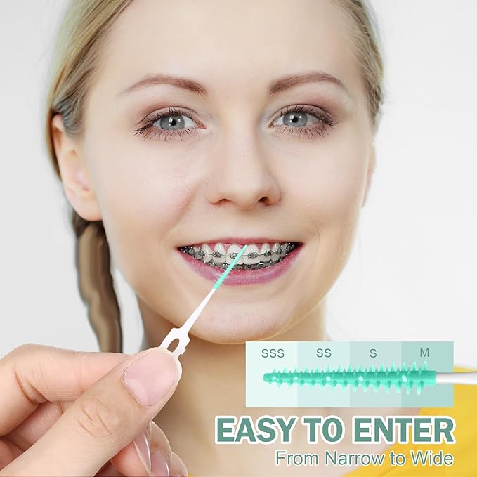 600 Pcs Soft Interdental Brushes Disposable Gum Picks Dental Floss with Case Picks Dental Braces Brush for Teeth Cleaning and Gum Health