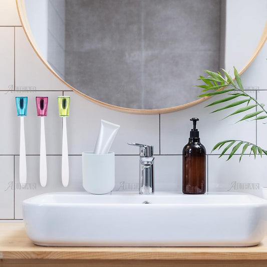 AUEAR, 3 Pack Toothbrush Head Covers with Suction Cup Anti Dust Wall Mirror Toothbrushes Holder Protective Case for Bathroom Home Travel Outdoor & Camping