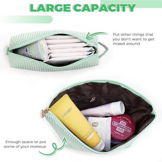 Personalized Makeup Bag for Women Girls - Fashion Cosmetic Bag Trendy Travel Toiletry Bag with Initials Letter - Teen Gifts - Green,P