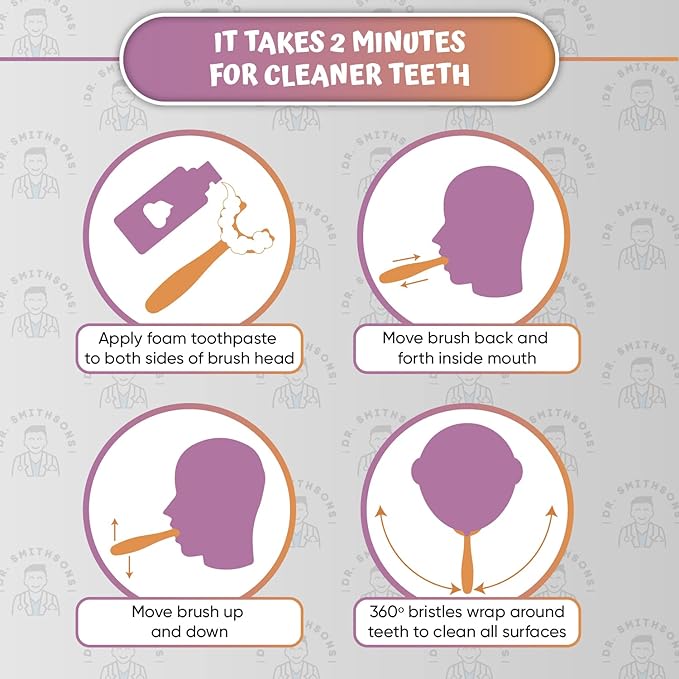 U Shaped Toothbrush Kids 6-12 Years Old- Two Premium Soft Toothbrushes Come with Travel Case & - Rounded Tooth Brushes Kids Size Head Makes Brushing Fun & Easy - 1 Purple, 1 Yellow