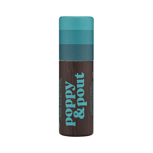 Poppy & Pout Coastal Coconut Jumbo Lip Balm | All Natural Lip Balms & Moisturizers | Hydrates with Beeswax, Vitamin E, Organic Coconut Oil | Cruelty-Free | Lip Balm in Recyclable Cardboard Tube