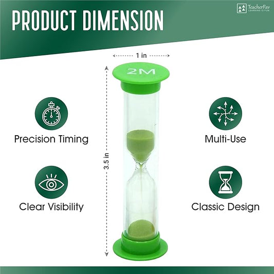 Sand Timer for Kids Set of 8 Small Colorful Hourglass Acrylic Covered Clock 30Sec 1Min 2Min 3Min 4Min 5Min 6 Min 10 Min for Classroom, Home & Kids Room