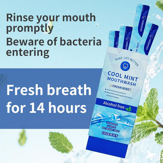Travel Size Mouthwash, Alcohol-Free and Fluoride-Free, Probiotics for Fresh Breath and Dry Mouth Relief, Freshens Breath for 12 Hours – 40 Strips, 0.41Fluid Ounces Each
