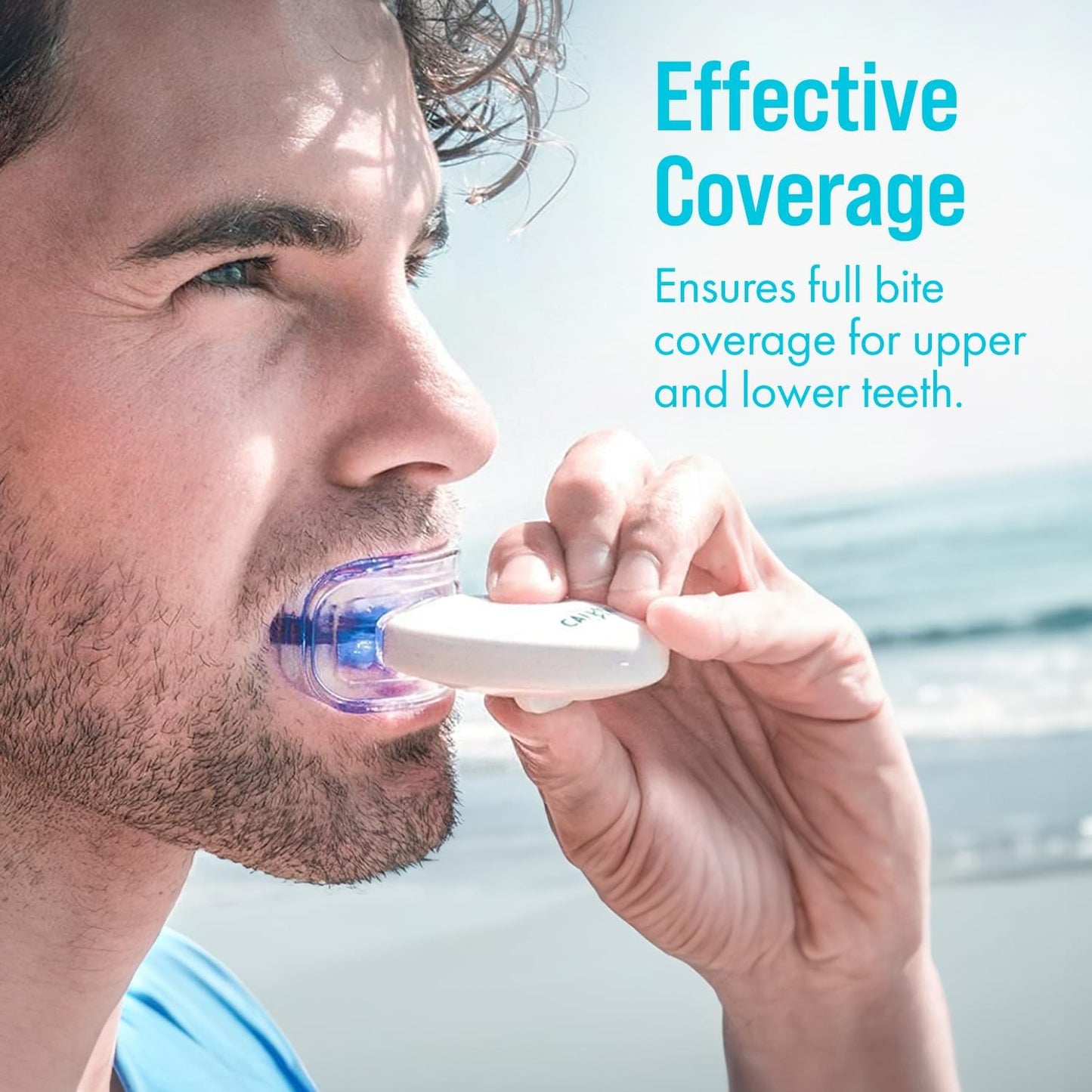 Cali White Teeth Whitening Strip Kit with LED Light and Batteries - Organic Peroxide Teeth Whitener Gel - Set of White Strips - 2x5ml Syringes, Thermoform Whitening Kit Trays and Case