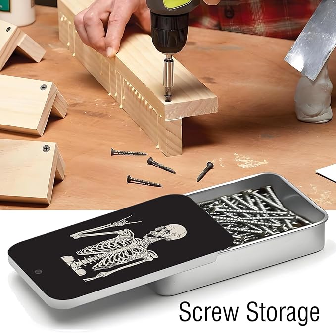 Portable Dental Floss Case, Refillable Cute Travel Floss Dispenser for Men & Women, Pocket Travel Floss Picks Case for Purse, Backpack, Bag Skull Human Skeleton