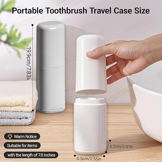 2PCS Toothbrush and Toothpaste Travel Case, Portable Tooth Brush Travel Case, Large Capacity, Small and Compact, Suitable for Journey, Gym, School, Camping, Home (White and Gray)