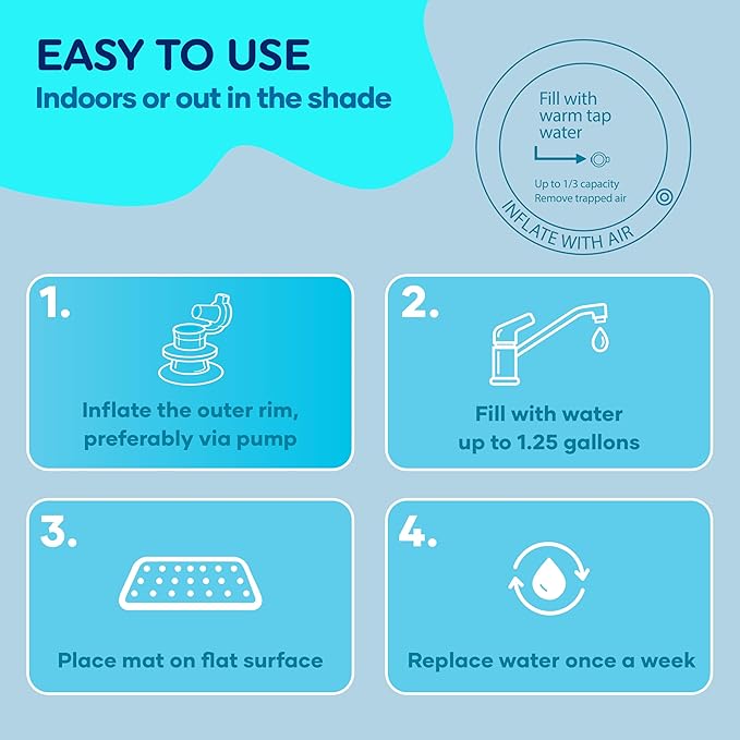 Premium Tummy Time Water Mat, Extra Large Multi-Stage Activity Center Promoting Baby Motor & Sensory Development, Inflatable Playmat Visual Stimulation Gift Infants Toddlers Boys Girls