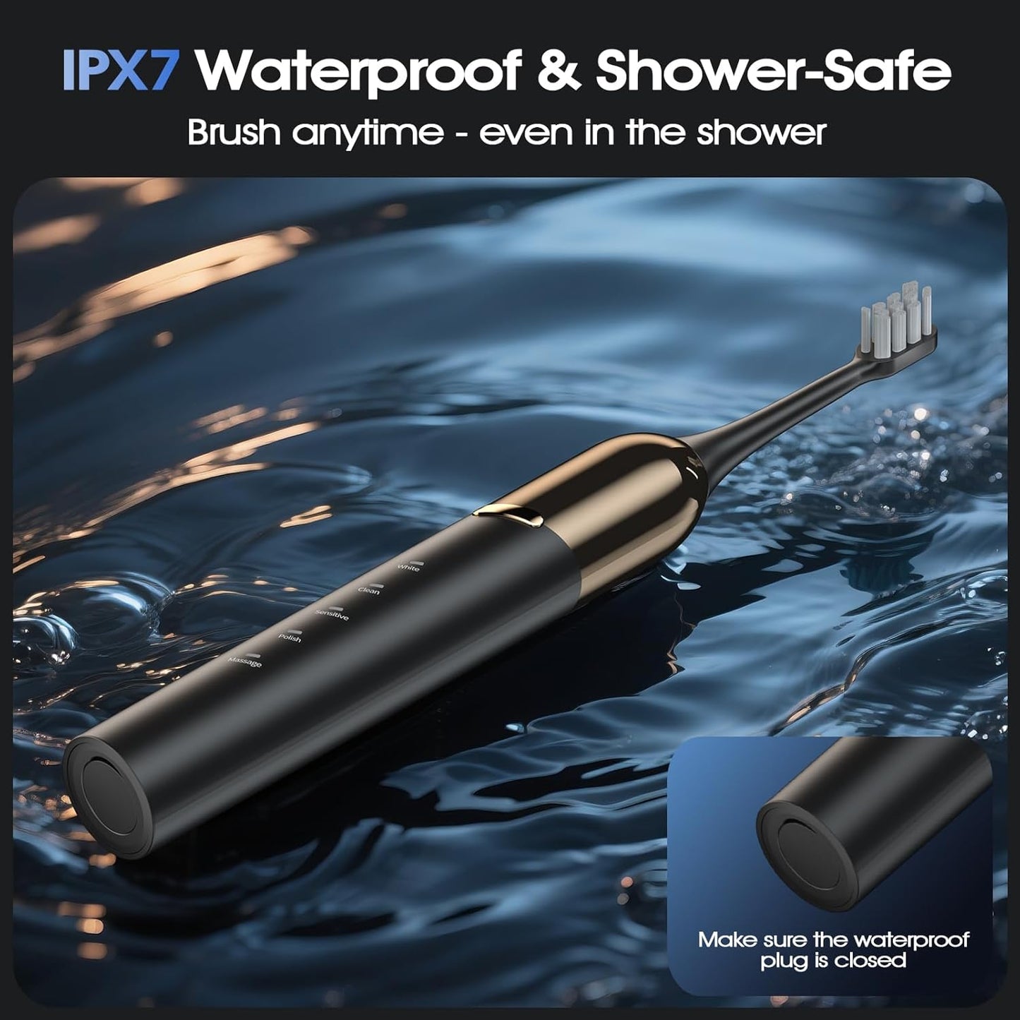 Sonic Electric Toothbrush for Adults - 41,000 VPM Deep Clean with 4 Brush Heads, 5 Modes, 100-Day Battery Life, IPX7 Waterproof Rechargeable Toothbrushes Built-in Smart Timer | Perfect for Home/Travel