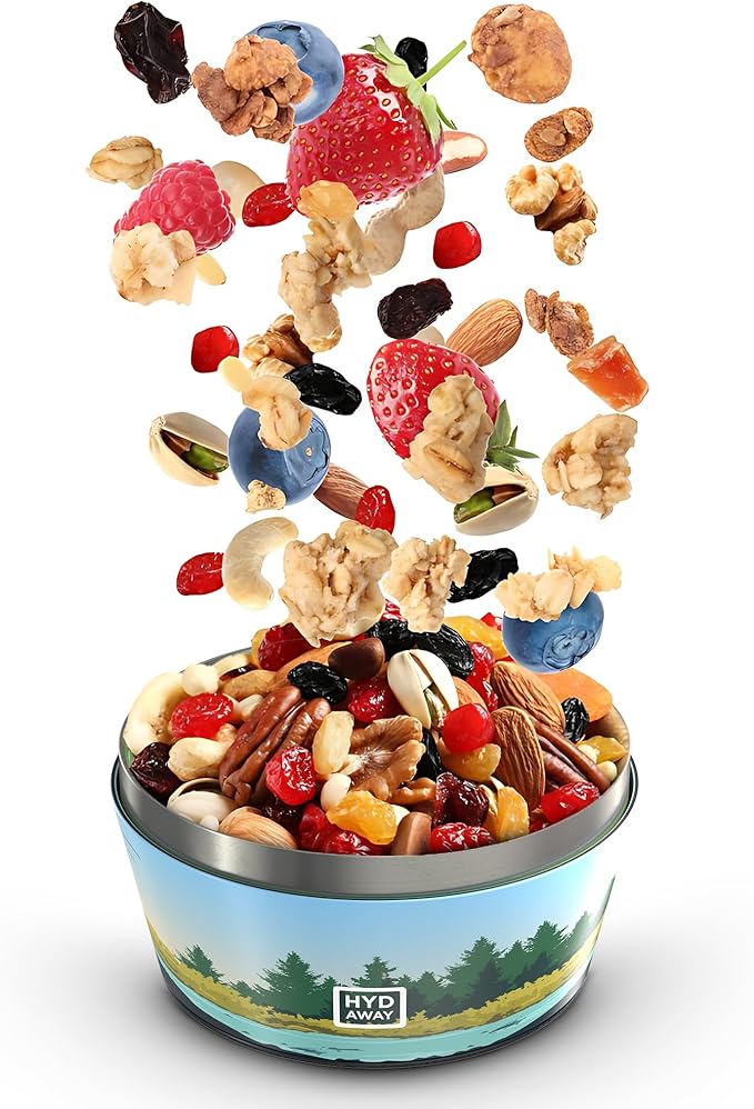 HYDAWAY 1-Quart Collapsible Insulated Bowl with Lid - BPA-Free, Leak-Resistant, Space-Saving Camp Bowl - Ideal for Hiking, Travel & Outdoor Meals