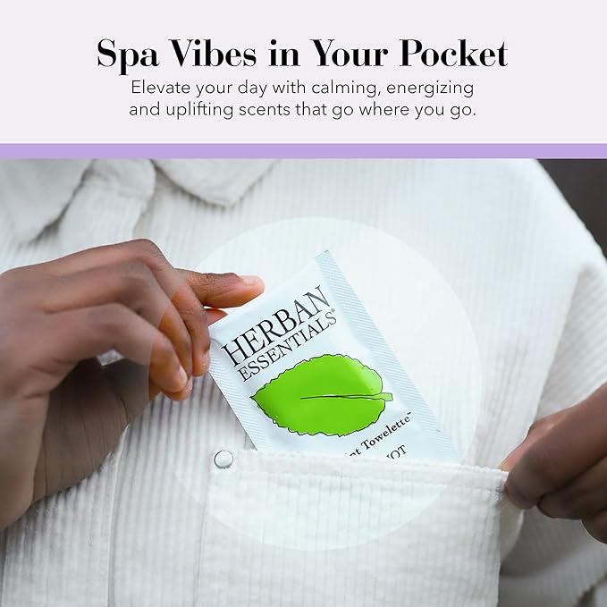 Herban Essentials - Assorted Wipes & Towelettes - Essential Oil Wipes for Hands, Face and Body - Travel Size Essentials and Toiletries - Natural, Individually Wrapped, Disposable and Moist (20 count)