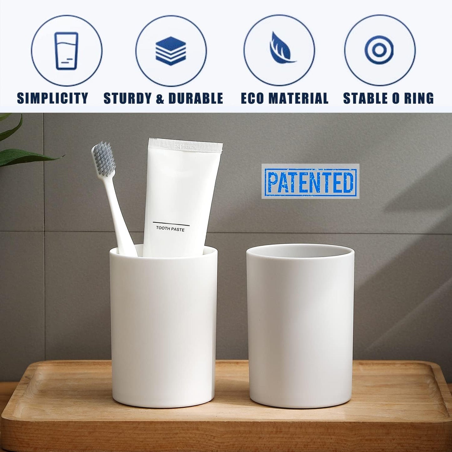 Bathroom Tumbler Cup 10.5oz Reusable Unbreakable Toothbrush Cup 300ml Mouthwash Cups Plastic Easy to Clean Bathroom Cup Toothbrush Holder Adequate for Your Bathroom (PP, white2)