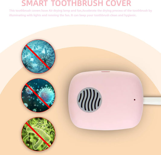 Mini Travel Toothbrush Cover with Air Drying Fan, Toothbrush Travel Case with Drying Lamp Rechargeable Portable Toothbrush Container Toothbrush Holder (Pink)
