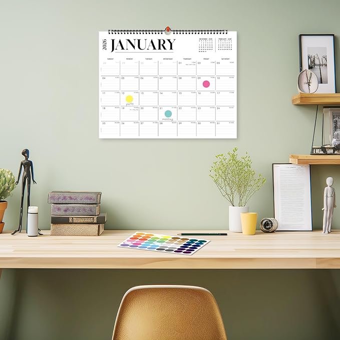 2026 Calendar, Wall Calendar 2026-2027, 18 Month Calendar January 2026 - June 2027, 14.8" X 11.5", Calendar with Twin-Wire Binding, Hanging Hook and Julian Dates (White)