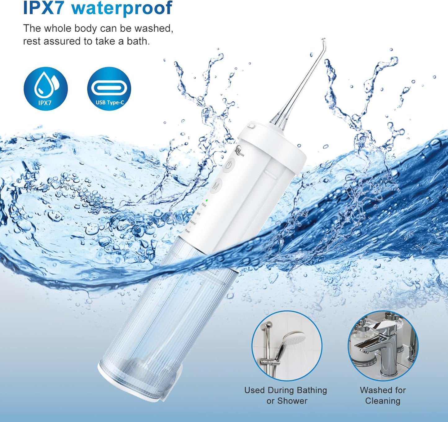 Mini Cordless Portable Water Flosser Oral Irrigator Water Teeth Cleaner Pick, Telescopic Water Tank, 4 Modes & IPX7 Waterproof, Home & Travel Water Flossers for Teeth, Braces Bridges Care.