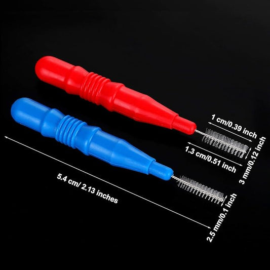 BBTO 100 Pcs Braces Dental Brush Flosser for Cleaner Interdental Brush Toothpick Tooth Flossing Head Oral Dental Toothpick Cleaners Cleaning Tool(Red and Blue)