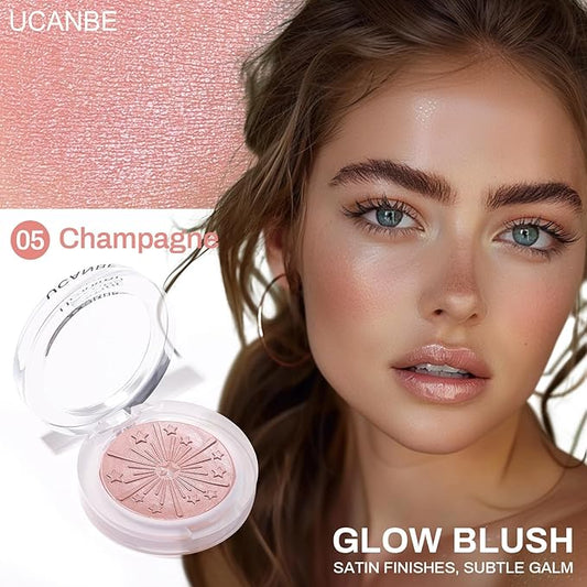 UCANBE Baked Blush for Cheek, Glow Blushing Palette - Seamless Silky Blendable Powder Blush Makeup Palette, Delivering Long Last Natural Ruddy Complexion, 05 Champagne