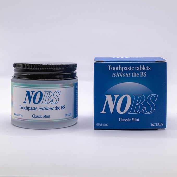 NOBS (No Bad Stuff) Toothpaste Tablets - Nano Hydroxyapatite, Fluoride & Plastic Free, Eco & Travel Friendly - Remineralize with NHA (1 Month)