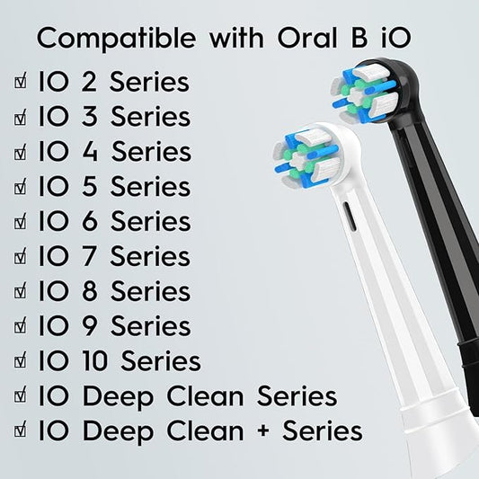 10 PCS IO Replacement Heads Compatible with Oral b IO 2/3/4/5/6/7/8/9/10 Series Electric Toothbrush, Brush Heads Refills Compatible with Oral B IO (White)