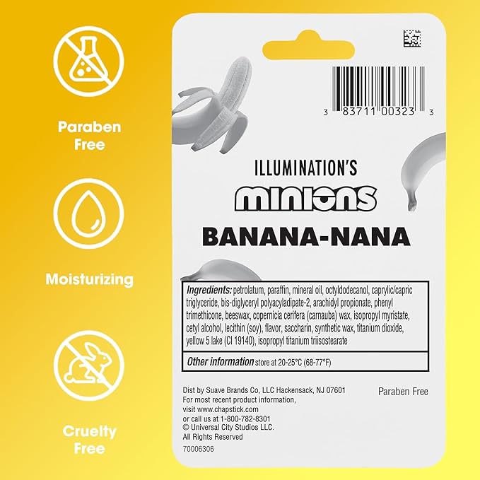 ChapStick Bulk Lip Balm, Minions Banana-Nana (36 Sticks), Party Favors for Kids, Stocking Stuffers, 0.15 Oz Ea