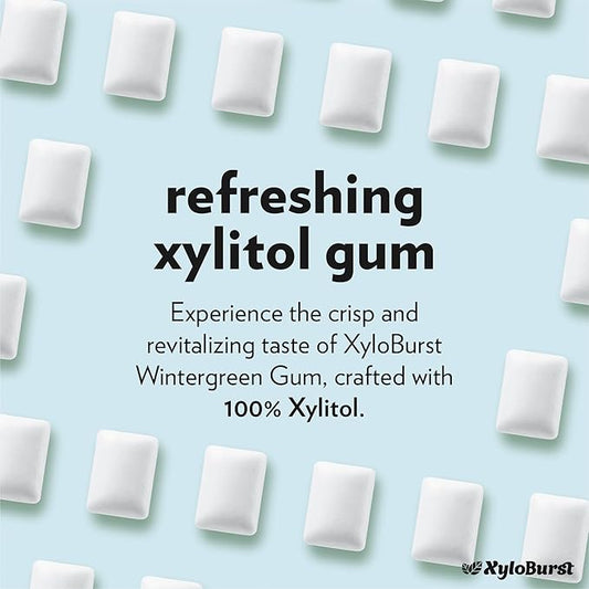 XyloBurst Gum | Xylitol Chewing Gum | Sugar Free, Gluten Free, Keto Friendly | Aspartame Free Gum For Oral Health | Wintergreen | 100-Count Jar