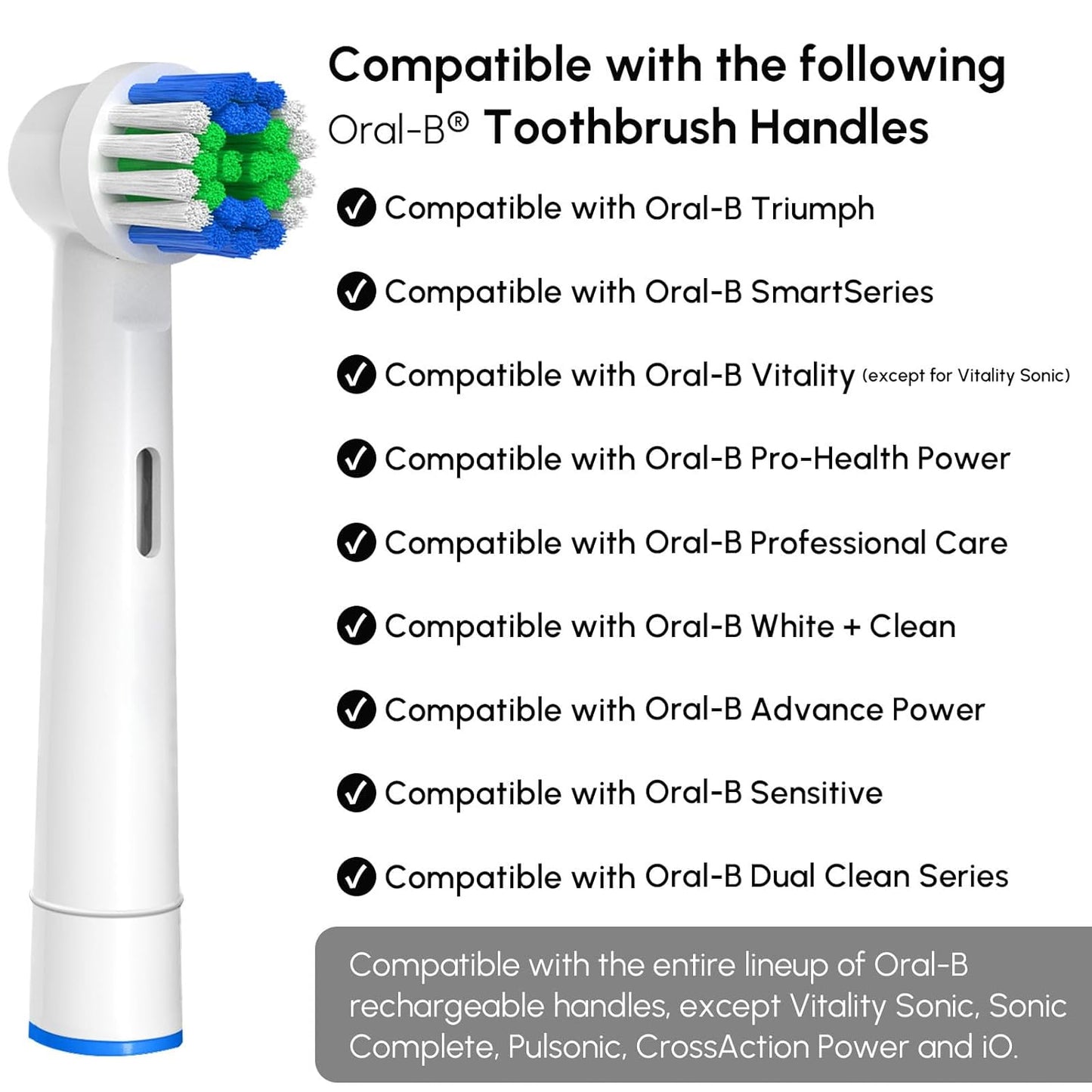 Replacement Toothbrush Heads Compatible with Oral-B Braun, 4 Pcs Professional Electric Toothbrush Heads Brush Heads for Oral B Replacement Heads Refill Pro 500/1000/1500/3000/3757/5000/7000/7500/8000