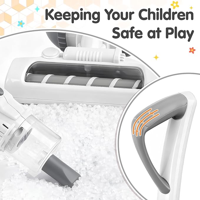 Kids Vacuum Cleaner Toy Set for Toddlers - 2PCS Toy Vacuum Sets for Toddlers 3+ Toddler Vacuum Toy That Works with Sound Effects, Baby Play Vacuum Pretend Role Play Household Housekeeping (White)