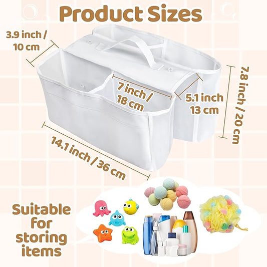 Bath Toy Storage Holder - Baby Bathtub Toys Organizer, Bathroom Bath Tub Mesh Sorting Net with 4 Compartments and Suction Cup, Double-pocket Shower Storage Quick-Drying Bag for Kids Toddlers