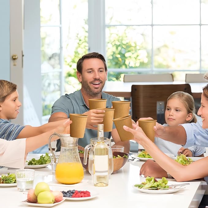 1000 Pack 8 oz Paper Cups, Brown Kraft Disposable Paper Coffee Cups, Unbleached Paper Cups for Hot/Cold Beverage Party, Picnic, Travel, and Events.