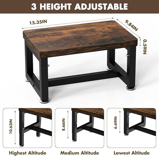 Step Stool, NomNest Height-Adjustable Wooden Step Ladder Metal Foot Stool Small Kitchen Stool Helper for Toddler Adults, Ladder Chair for Home Bedside Bathroom Sink Potty-Black