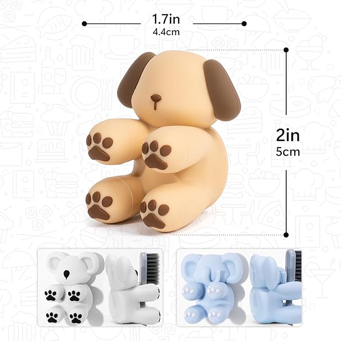 Li&Zhao Funny Silicone Toothbrush Holders - 3 PCS Kids Toothbrush Holders Wall Tooth Brush Holder for Bathroom Cute Toothbrush Holder Suction Animal Toothbrush Holder for Kitchen Living Room Office