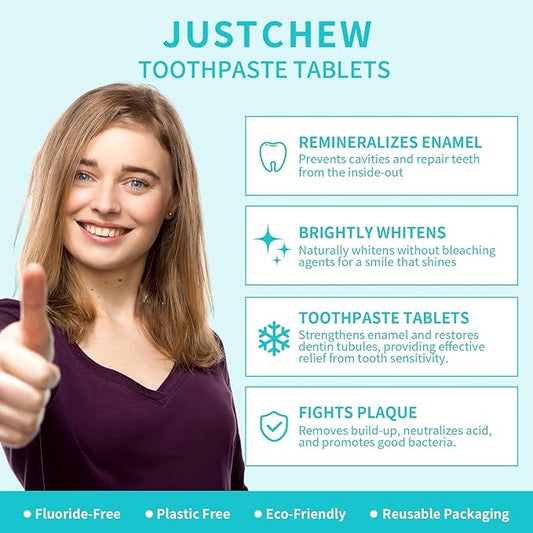 Toothpaste Tablets - Nano Hydroxyapatite,Fluoride & Plastic Free, Eco & Travel Friendly,Natural Whitening Toothpaste - Remineralize with NHA (2 Bottle / 2 Month-Coconut Mint)
