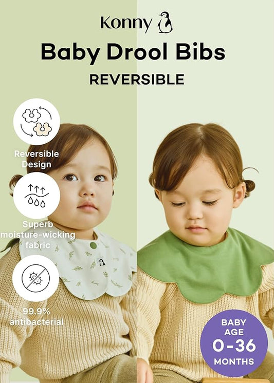 Konny Baby Bibs Set, 360 ° Rotate, Soft and Absorbent Bandana Drooling for Boys Girls baby Essentials