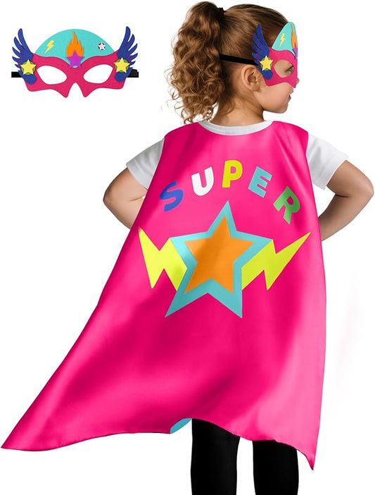D.Q.Z Star Superhero Cape and Mask for Kids Dress Up Costume, Super Hero Toys for Boys Girls Halloween Party Favors